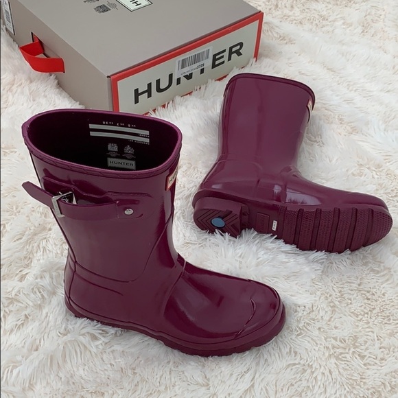 Hunter original short glossy violet rain boots - Picture 2 of 8